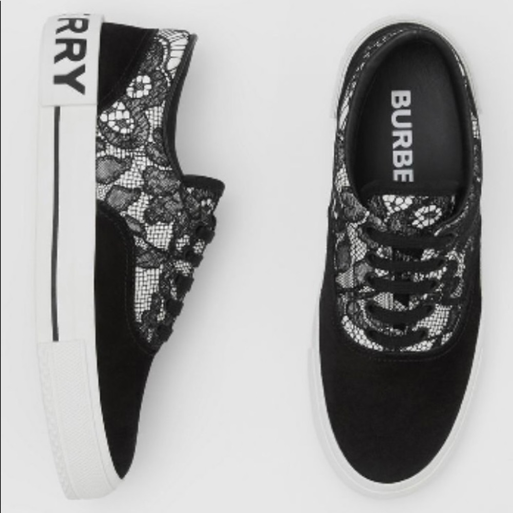 Burberry lace and leather sneakers